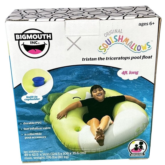 BigMouth, Squishmallows Tristan the Triceratops Pool Float 51.6" x 41.7" x 13.4" - Picture 5 of 5